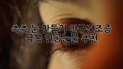 💧 촉촉 눈 만들기! 안구건조증 극복 인공눈물 추천 👍